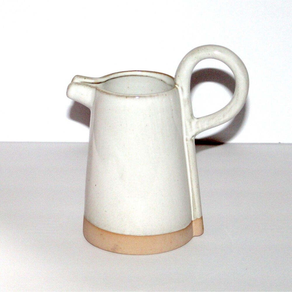 Creative Co-Op Pitcher stoneware 7” white modern scandi decor farmhouse